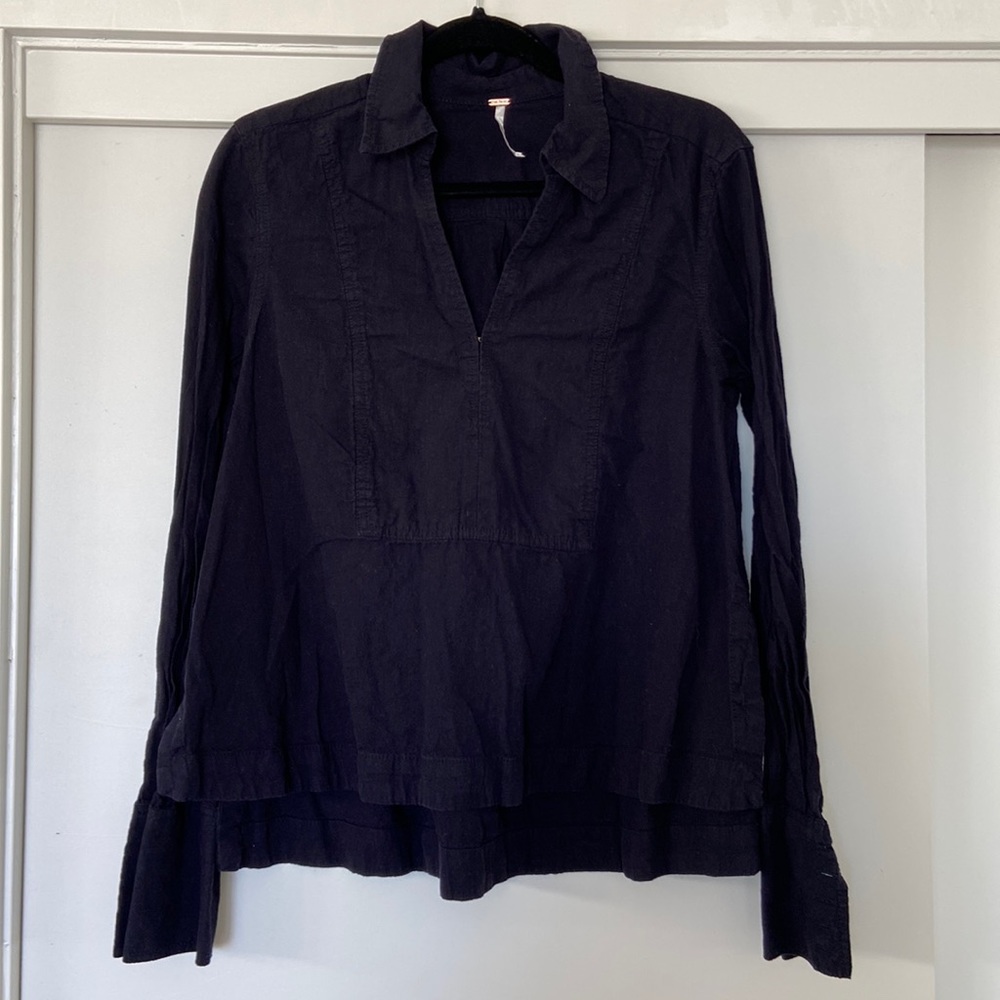 Free People Navy Tunic Shirt size Medium